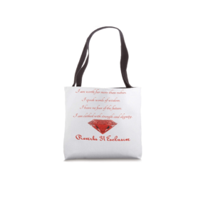 White Tote Bag with red positive affirmations